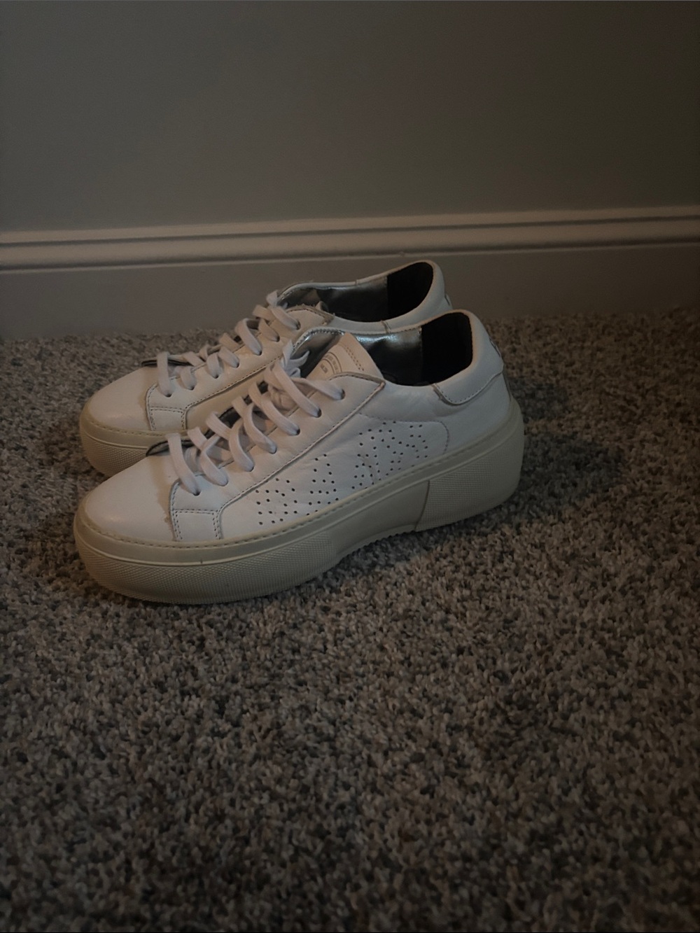 P448 White Platform Leather Sneakers